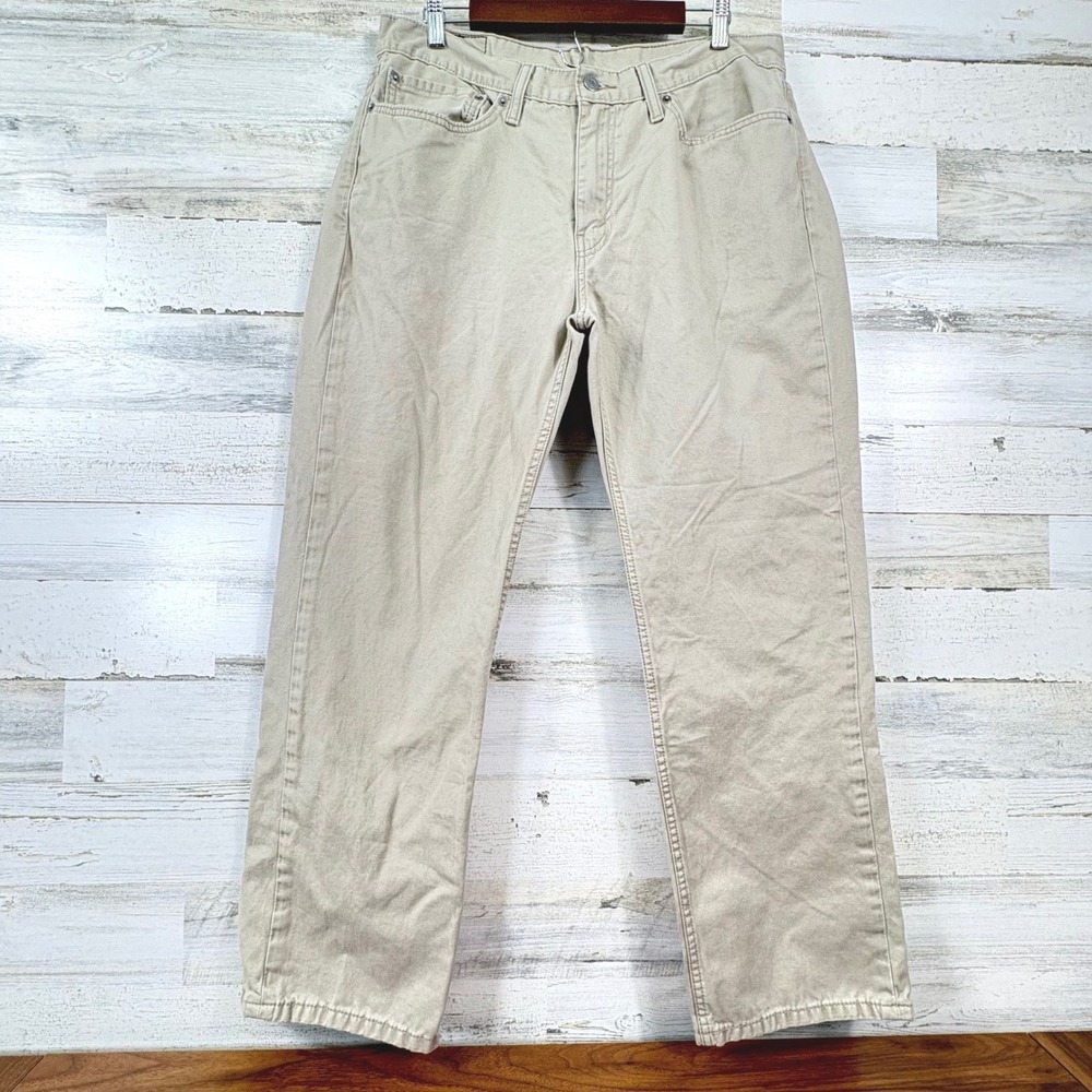 Levis 514 Straight Fit Jeans Pants Men 36x29 Khaki Beige Cotton Twill Normcore